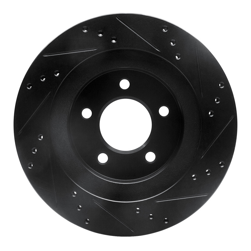 Chrysler 300M Brake Rotor (1) - Front Left - R1 Concepts - Drilled & Slotted - Black - `98-`04